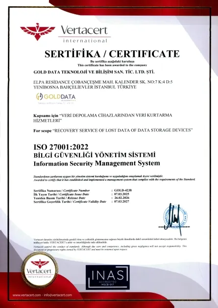 GOLD DATA Bilgi Güvenliği Yönetim Sistemi ISO 27001 Sertifikası